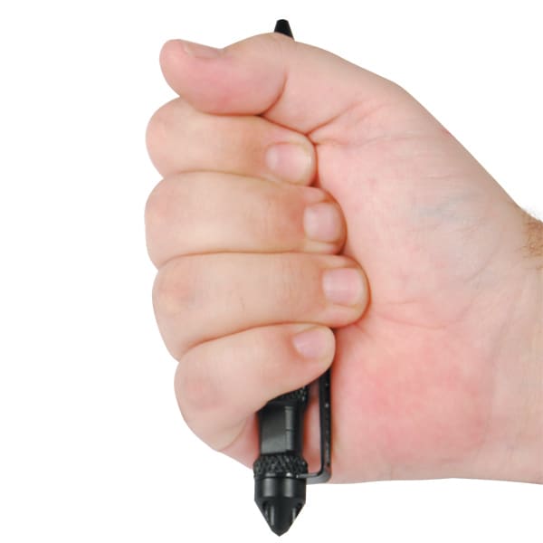 Tactical Black Twist Pen Being Used for Self-Defense